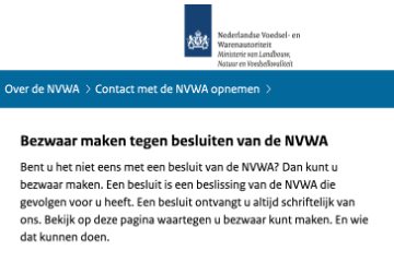 Bezwaar boete NVWA